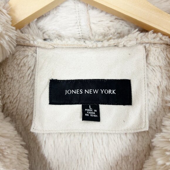Vtg Y2K Jones New York Penny Lane Coat Size Small Cream Fur Lined Jacket Women's - Picture 4 of 4